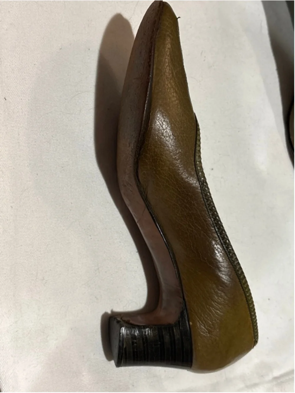 Women's Palter Olive Green Leather Heels